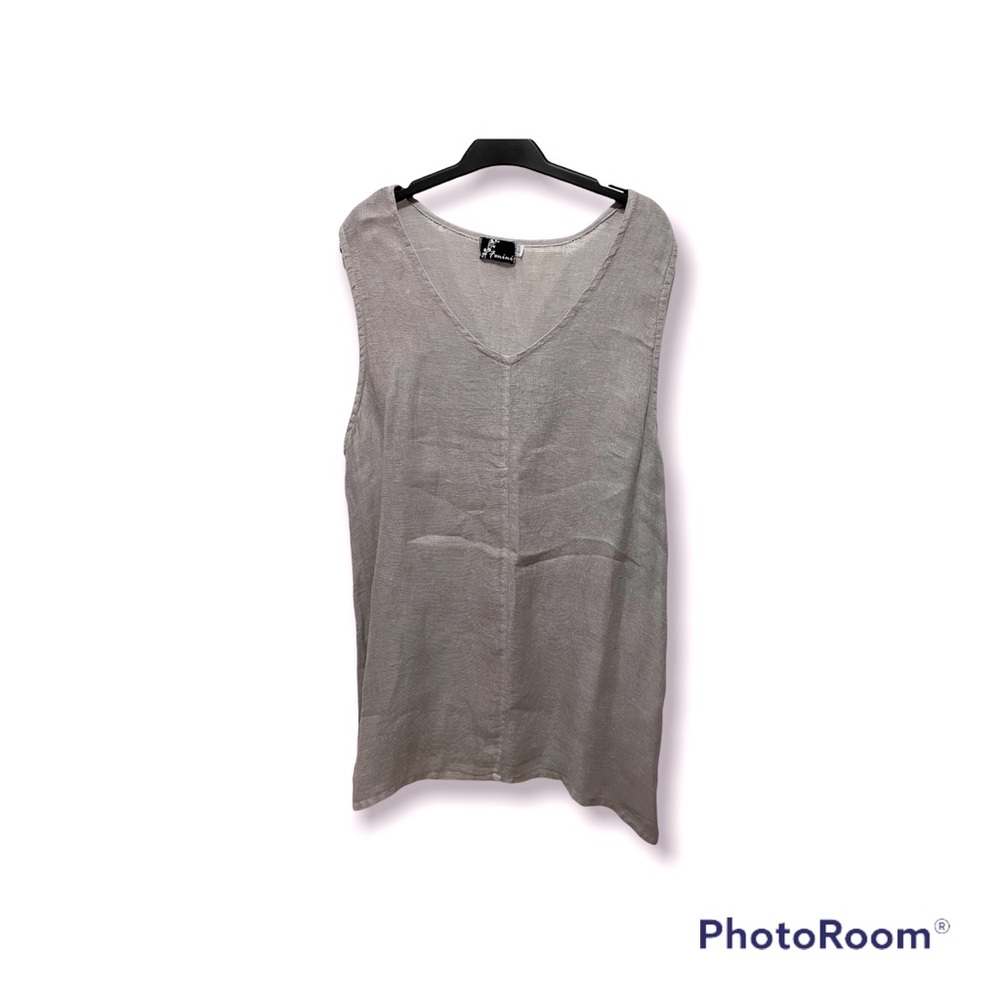 Fenini gray linen tank overshirt Sz L